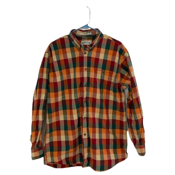 Men's Orvis Antique Oxford Long Sleeve Shirt Multicolor Colorblock Size Medium - Picture 1 of 7